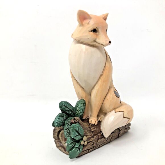 Jim Shore White Woodland Fox on Birch Log Figurine 6011617 Heartwood Creek - Picture 2 of 9